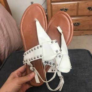 Studded white sandals!